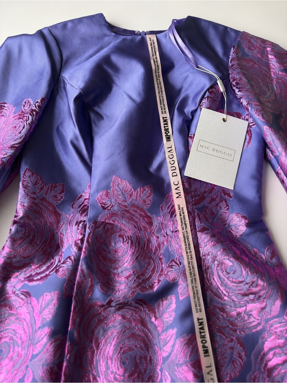 Mac Duggal Floral Print Balloon Sleeve Dress size 4 - Picture 5 of 9